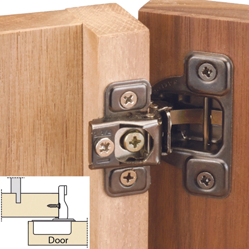 106° Excen-Three Self Close Face Frame Hinge - Pair - Overlay:1-1/4" - Finish:Nickel Plated